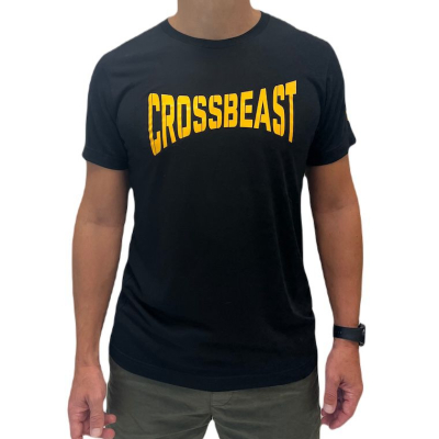 Men's triblend crew neck t-shirt black/yellow