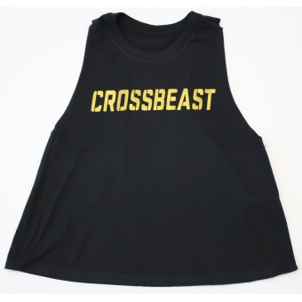 Women's Racerback Cropped Tank Black/Gold