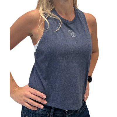 Women's racerback cropped tank heather navy