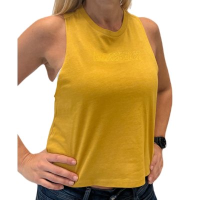 Women's racerback cropped tank heather mustard